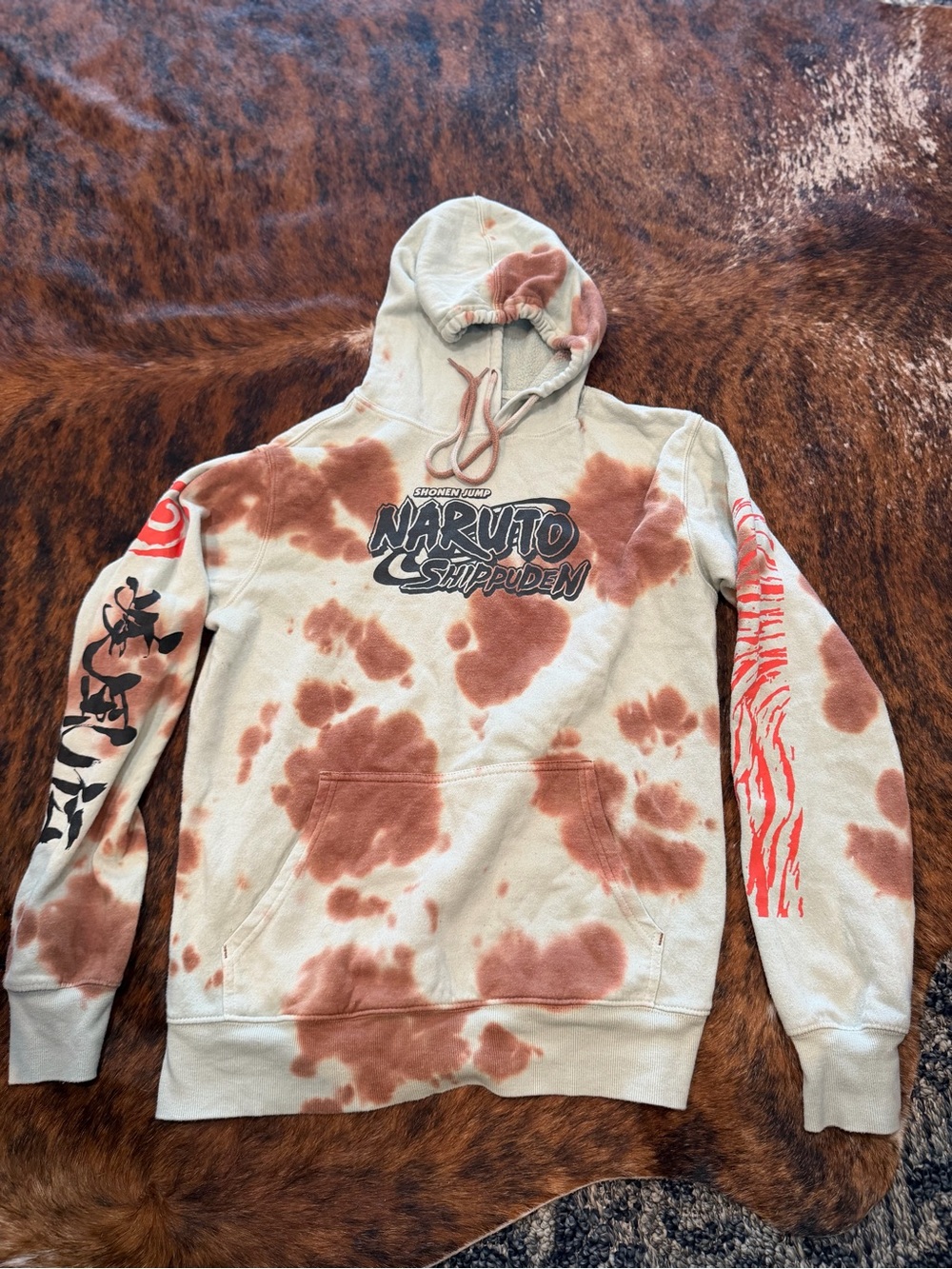 VTG Naruto Shippuden Colllection Y2K Tie Dyed Hoodie Sweatshirt 2000s SZ S